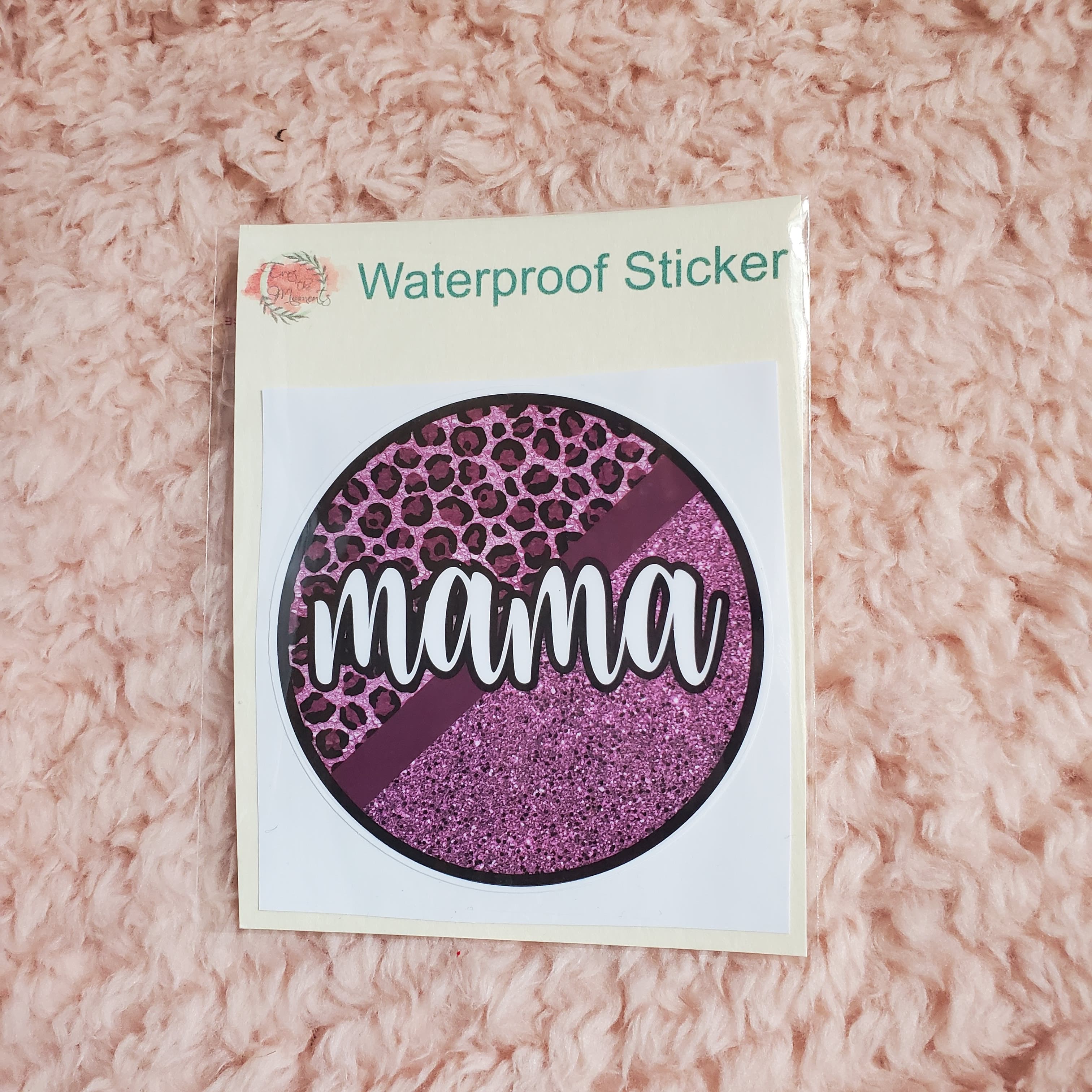 Mama Purple Leopard Sticker